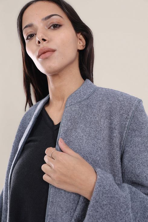 Short coat in furry wool blend